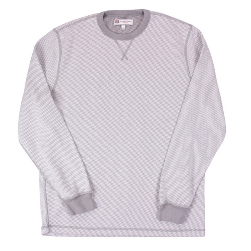 Wallace & Barnes Mens L Gray Crew Neck Long Sleeve Waffle Knit‎ Sweater